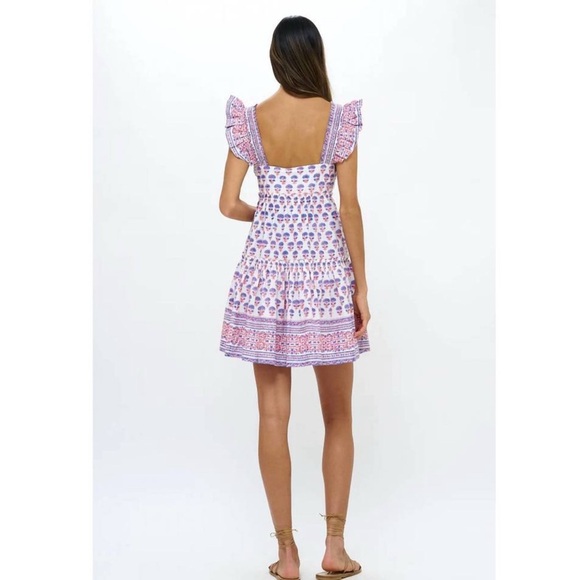 NEW OLIPHANT Smocked Square Neck Mini In Periwinkle In Blue Medium - Picture 4 of 13